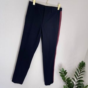 BURBERRY Men’s Wool Navy Blue Trousers/Pants With Side Stripe Sz Small NWOT